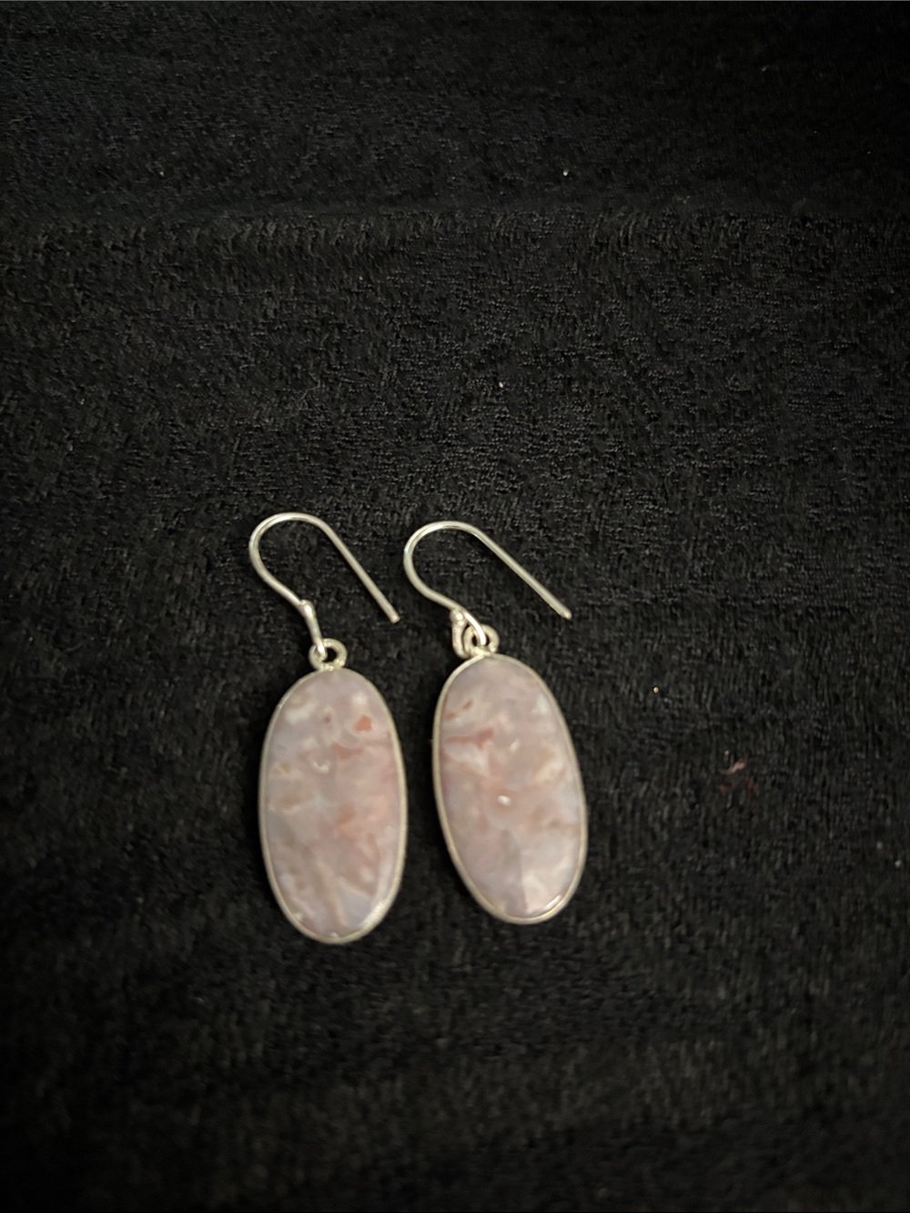 Sterling Silver Red Moss Agate Gemstone Dangle Earrings.